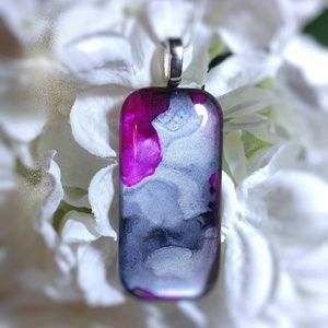 Hand painted glass pendant and necklace